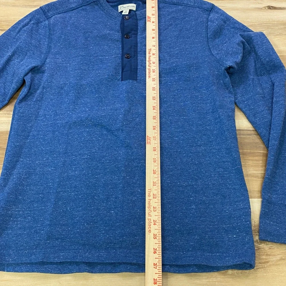 J. Crew Henley Shirt Size M Long Sleeve Lighweight Sweater Casual Blue Heathered